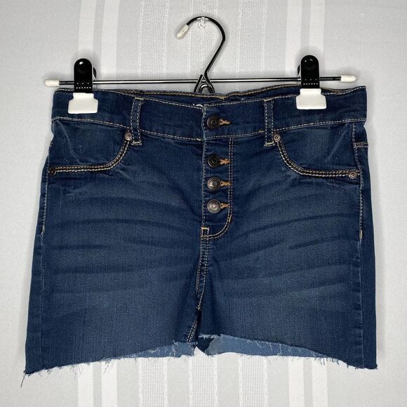 Jordache Premium Medenz Button Fly Raw Hem Shorts Girl's Size 14 Blue Summer - Picture 1 of 7